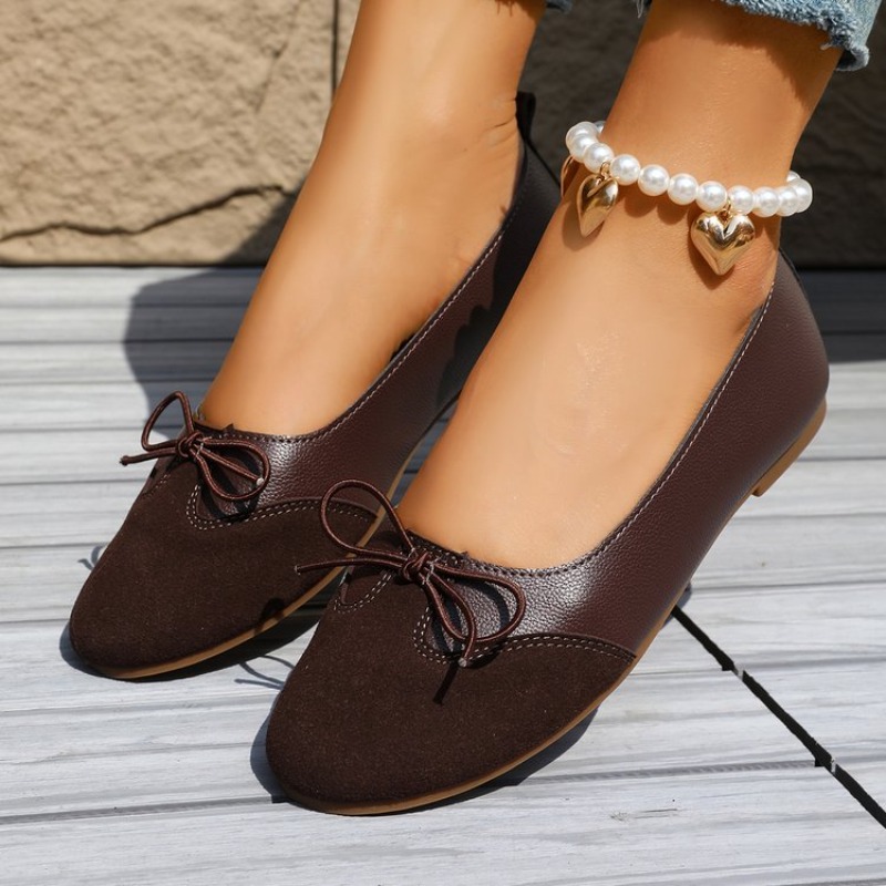 Women'S Shoes Clogs - レディーススリッポンフラットシューズ、無地春秋作業靴、蝶結び飾り軽量ホームシューズ