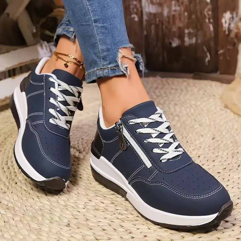 レディース サイドジッパー プラットフォームスニーカー レー - Oxford Lace Up Women のレビューと価格