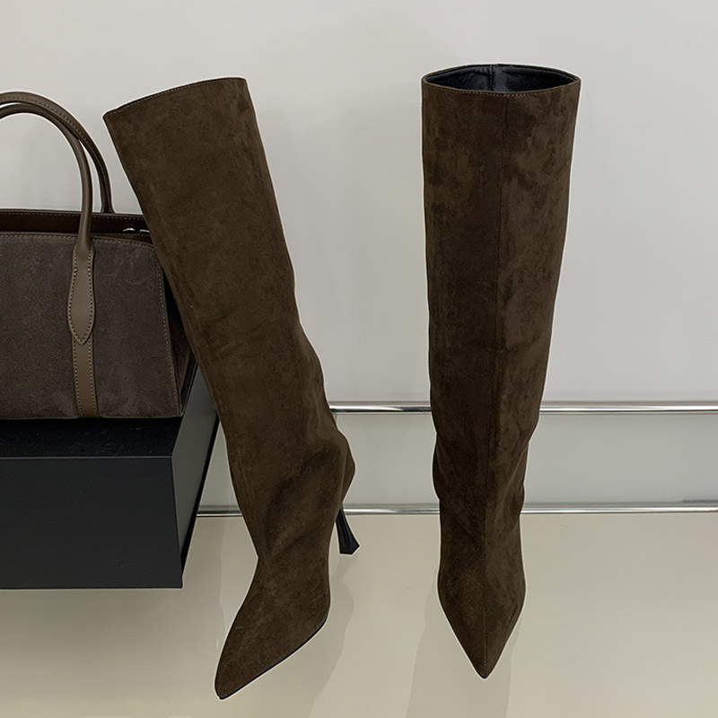 エイリーケンの冬用レトロデザイン、つま先が尖ったニーハイブー - Knee High Boots Women のレビューと価格