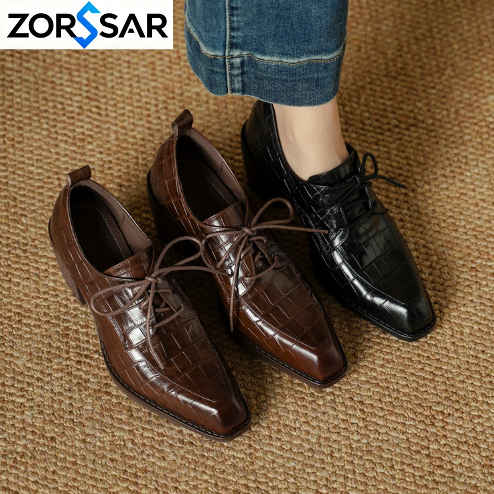 レディースシューズ、本革製、2026年春の新作、レースアップ - Oxford Lace Up Women のレビューと価格