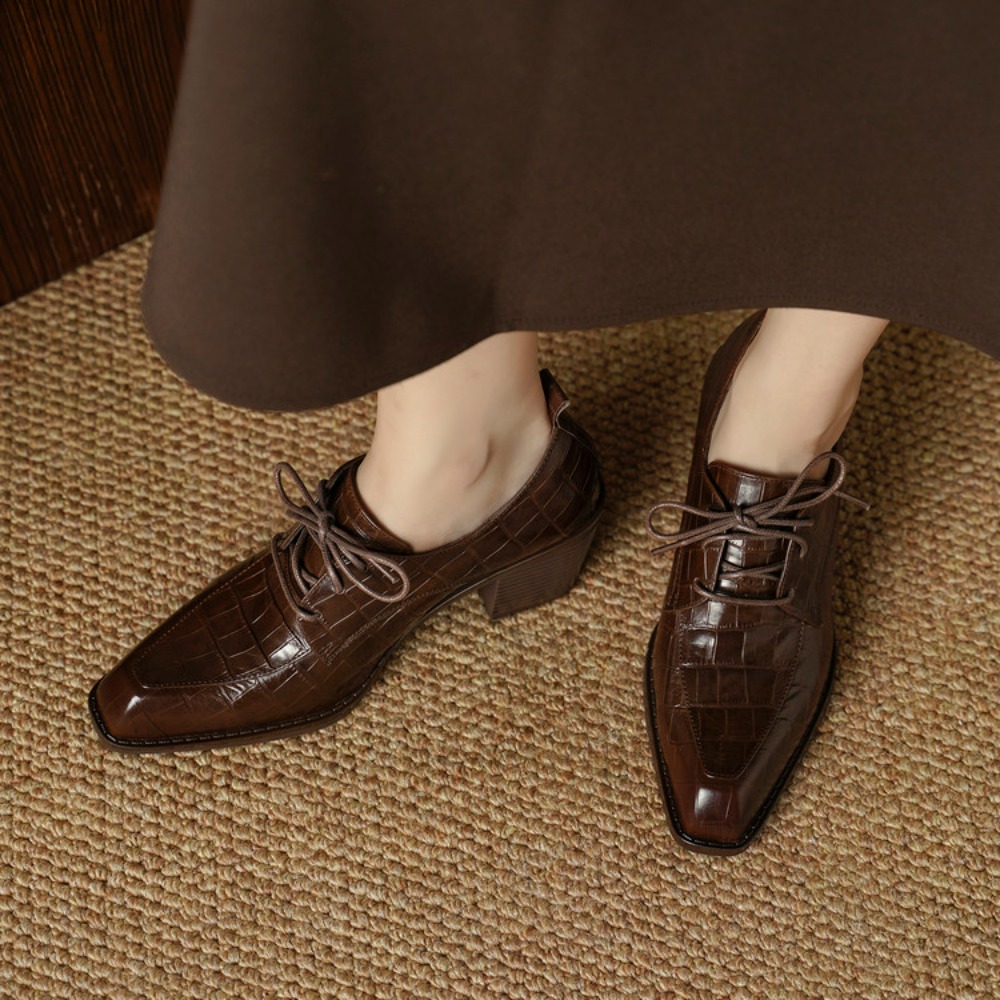 レディースシューズ、本革製、2026年春の新作、レースアップ - Oxford Lace Up Women のレビューと価格